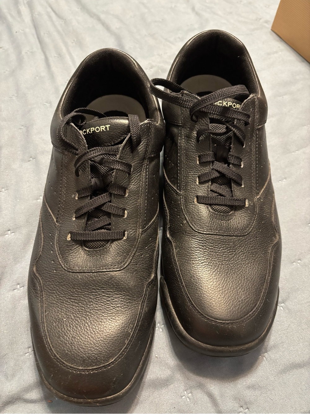 Rockport Men’s Black Leather Lace-Up Sneakers - Low-Top Casual